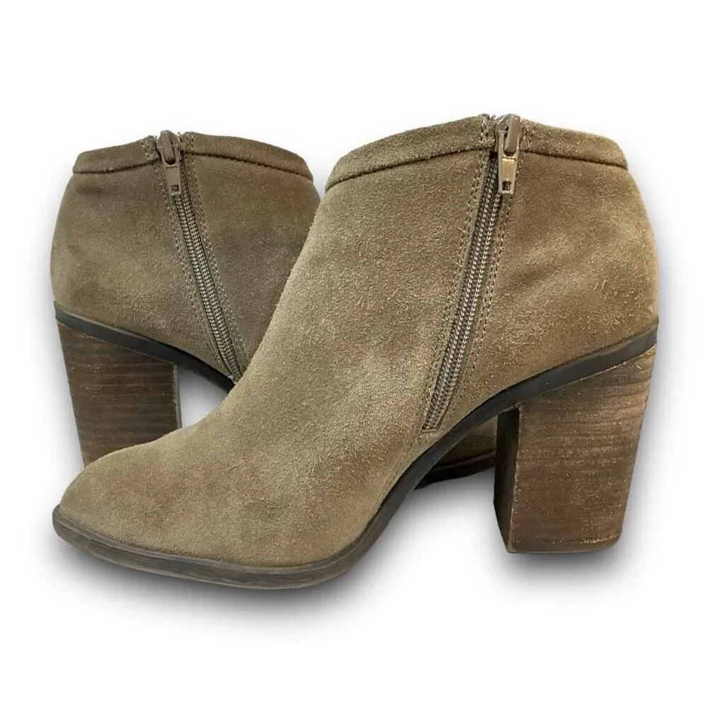 Lucky Brand LK-Salza Leather Suede Zip Up Salza Booties Ankle Boots